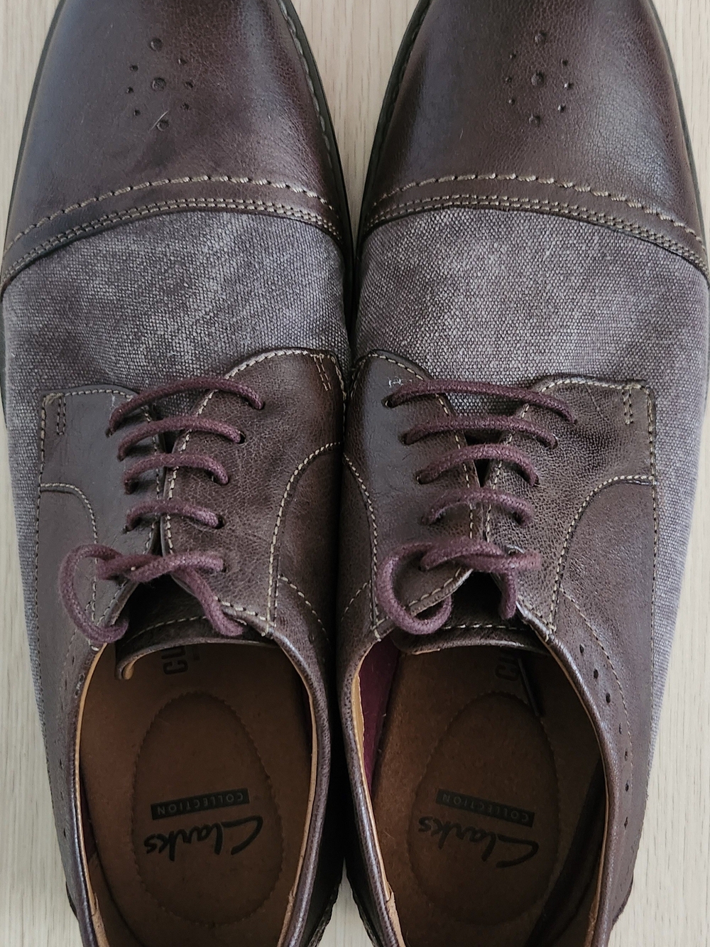 Clarks Men’s Brown and Gray Cap-Toe Derby Shoes